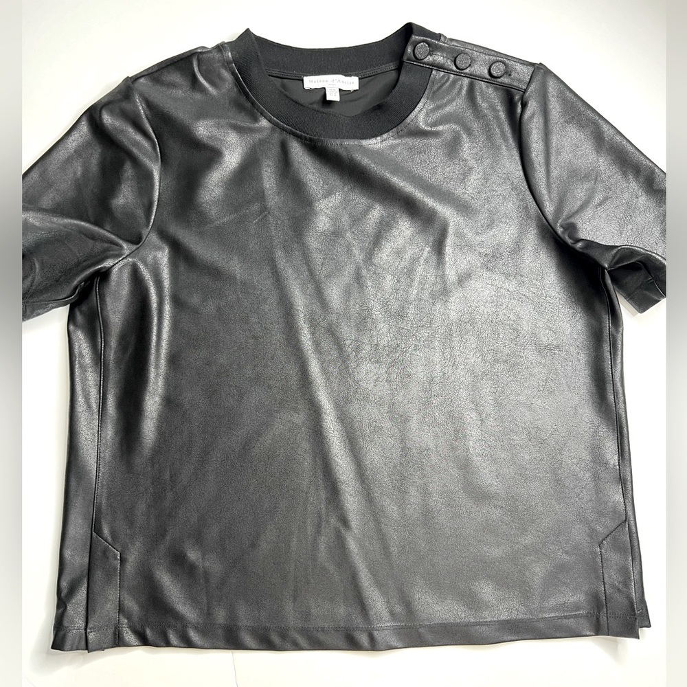 Faux leather boxy top